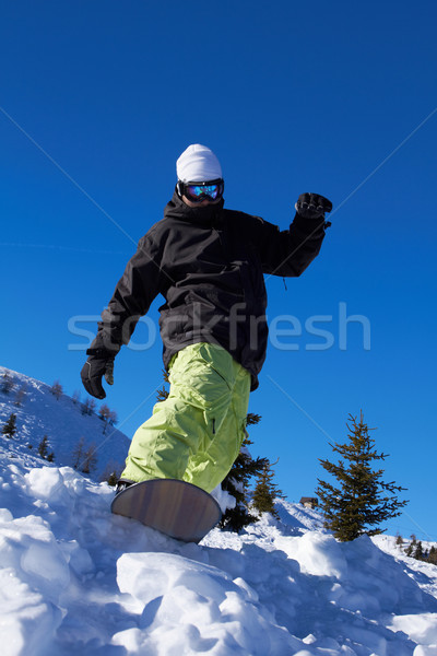 Foto d'archivio: Snowboarder · equitazione · neve · alto · montagna