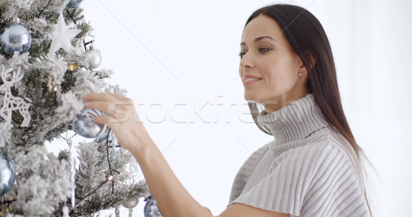 Stylish woman admiring a Christmas tree Stock photo © dash