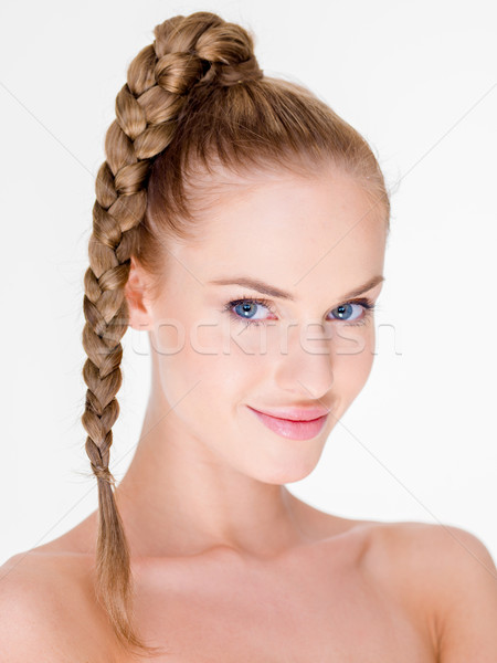 Portrait of Smiling Woman with Braided Hair Stock photo © dash