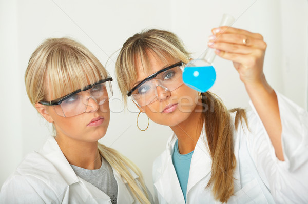 Foto stock: Feminino · lab · trabalhadores · teste · mulheres · óculos