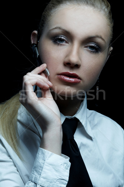 Zwarte business mooie zakenvrouw stropdas Stockfoto © dash