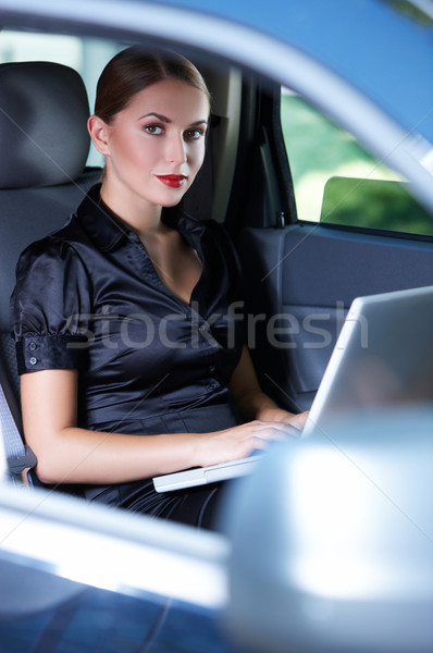 Business Porträt schönen business woman innerhalb Computer Stock foto © dash