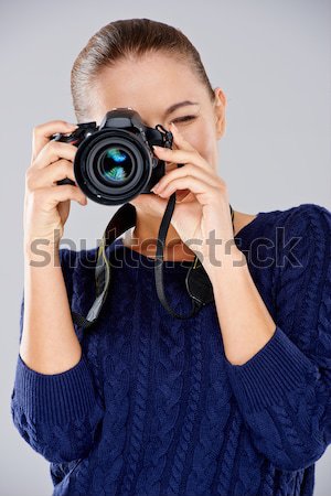 Vrouwelijke fotograaf foto professionele dslr Stockfoto © dash