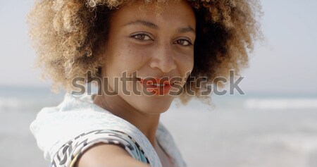 Wonderful young black woman with short curls Stock photo © dash