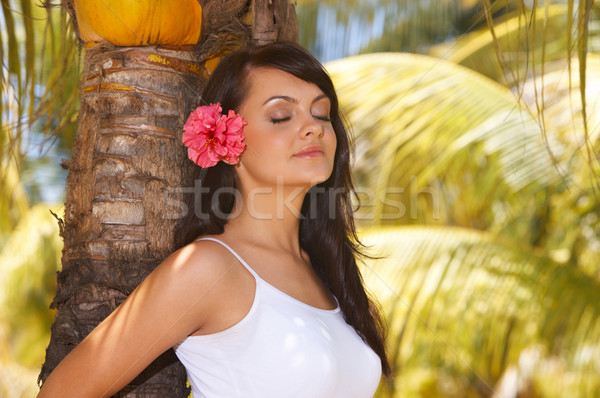 Détendre ans yoga exotique fille [[stock_photo]] © dash