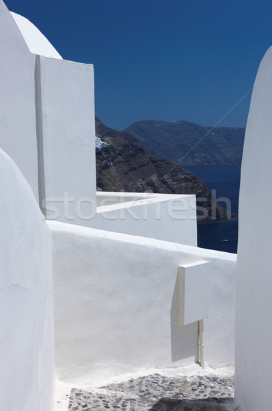 Santorini csodálatos kilátás város épületek Görögország Stock fotó © dash