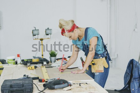 Nő rajz vonal furnérlemez műhely gyönyörű Stock fotó © dash