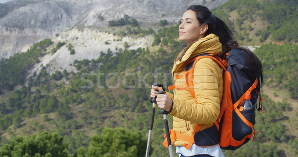 Young woman hiker enjoying the view Stock photo © dash