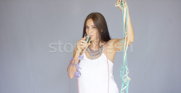 Happy young woman partying at New Year Stock photo © dash