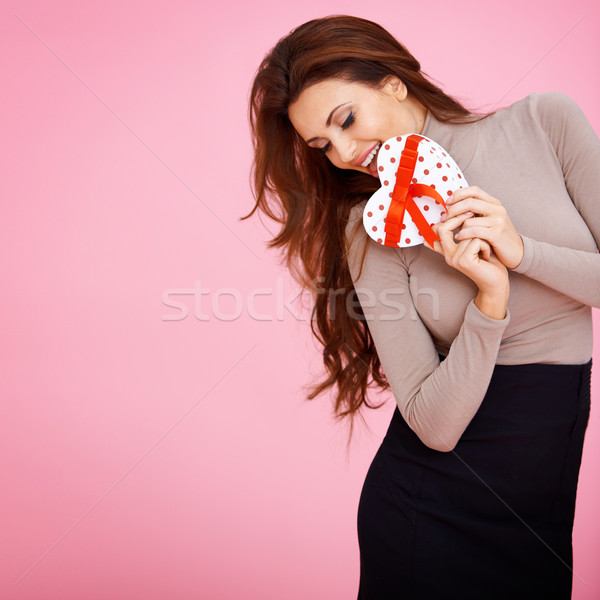 сентиментальный женщину Валентин подарок красивой сердце Сток-фото © dash