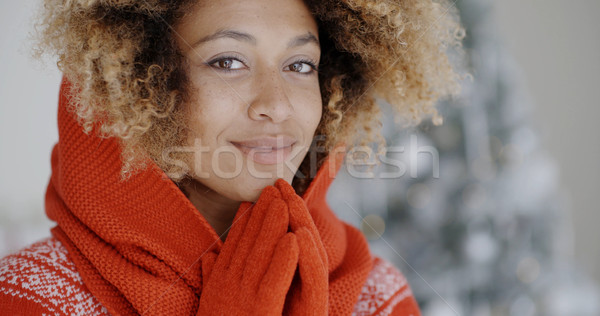 Cute young African woman in winter fashion Stock photo © dash