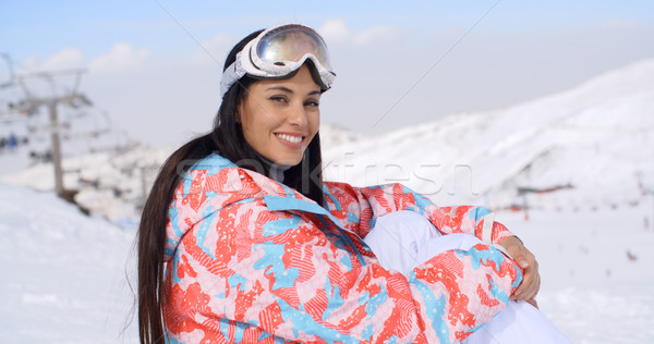 Gorgeous young woman in ski clothes and goggles Stock photo © dash