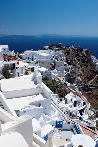 Santorini csodálatos kilátás város épületek Görögország Stock fotó © dash