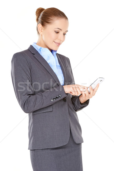 Kadın okuma sms cep telefonu şık profesyonel Stok fotoğraf © dash