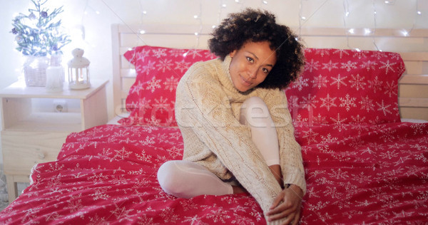 Young woman celebrating alone at Christmas Stock photo © dash