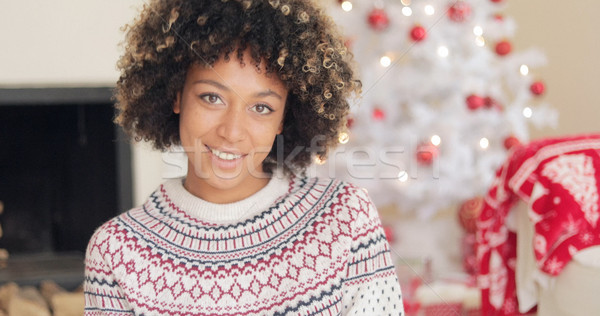 Attractive young woman in Christmas winter fashion Stock photo © dash