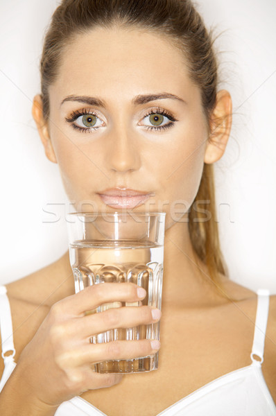 Stock foto: Form · jungen · schöne · Frau · Glas · Wasser · Mädchen