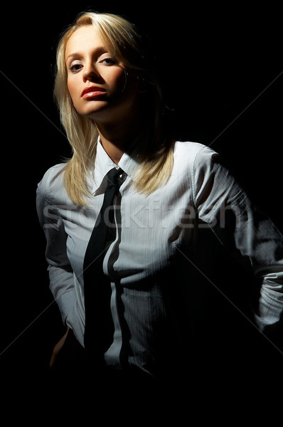 Blond model pose zakenvrouw zwarte business Stockfoto © dash