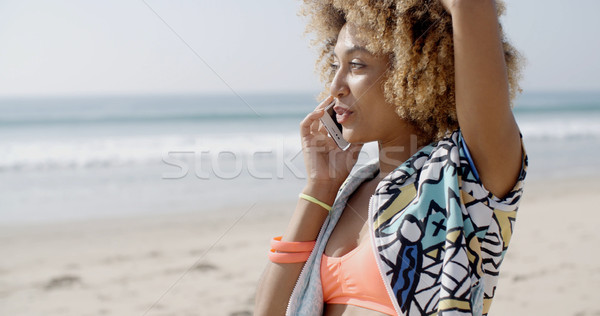 Happy Woman Talking On Mobile Phone Stock photo © dash