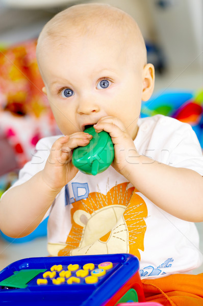 Baby Junge Porträt süß wenig Spielzeug Stock foto © dash