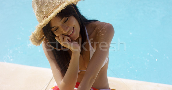 Happy trendy young woman on summer vacation Stock photo © dash