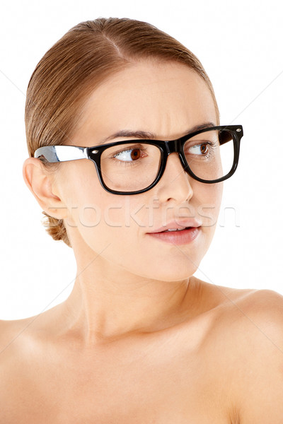 Woman wearing heavy framed glasses Stock photo © dash