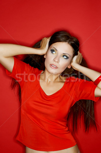 Stockfoto: Vrouw · kleuren · portret · jonge · vrouw · geïsoleerd · kleur