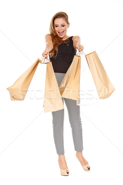 Extático femenino manos completo bolsas Foto stock © dash