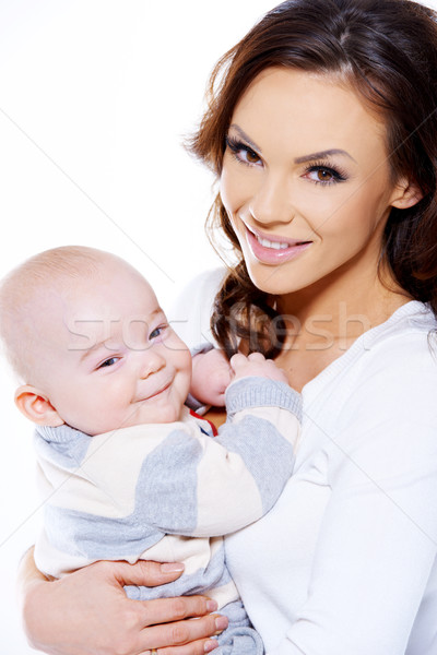 Bastante jovem mamãe sorridente bonitinho Foto stock © dash
