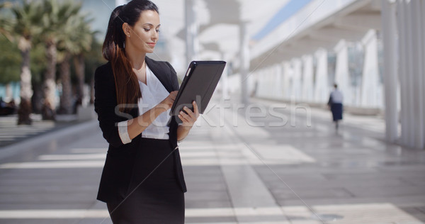 Elegant businesswoman on a seafront promenade Stock photo © dash