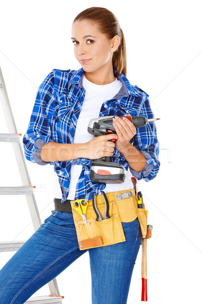 Confident happy DIY handy woman Stock photo © dash