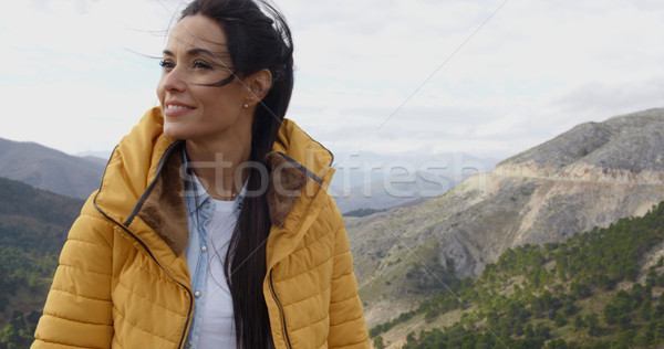 Smiling woman appreciating the peace of nature Stock photo © dash