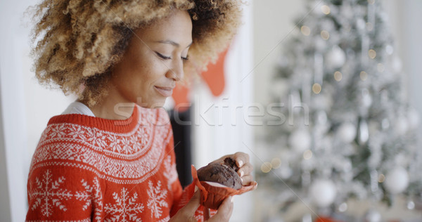 Young woman enjoying a Christmas treat Stock photo © dash