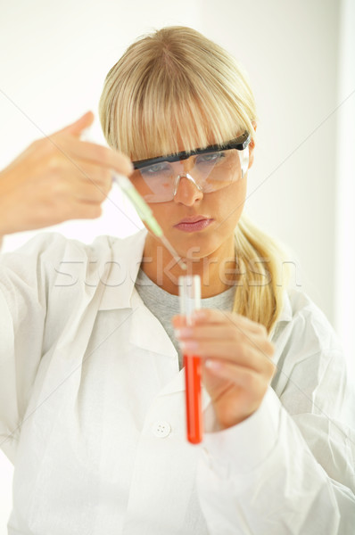 Stockfoto: Vrouwelijke · lab · werknemer · testen · vrouwen · bril