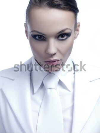 Stock photo: Close up Gorgeous Young Woman in White Attire