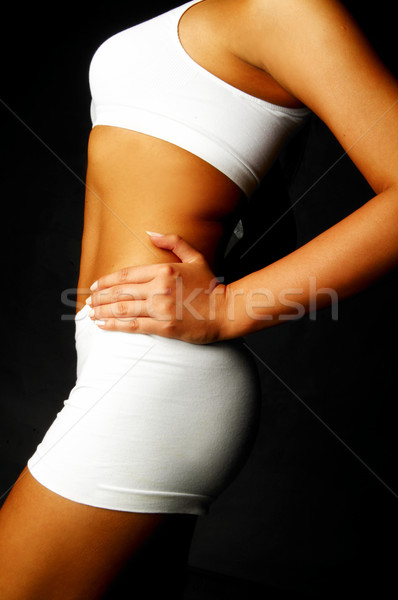 Fitness vrouw vingers aanraken meisje lichaam Stockfoto © dash