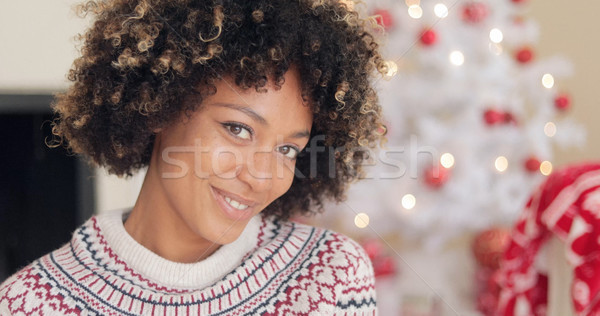 Pretty young African woman with an afro hairstyle Stock photo © dash