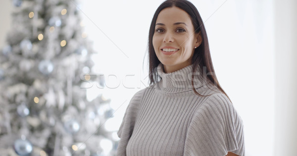Przepiękny modny młoda kobieta christmas stwarzające odznaczony Zdjęcia stock © dash