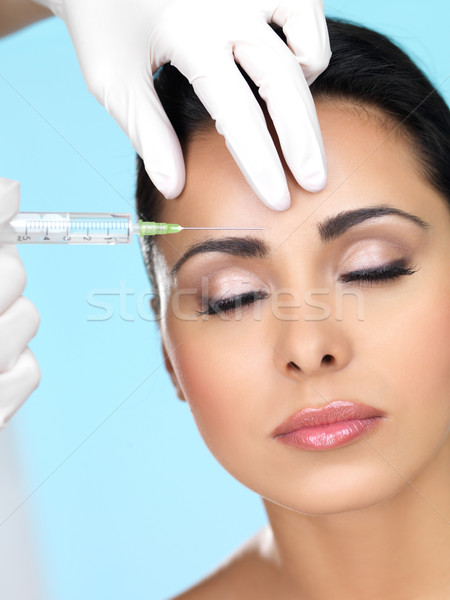 Szépség kék gyönyörű nő botox injekció arc orvos Stock fotó © dash