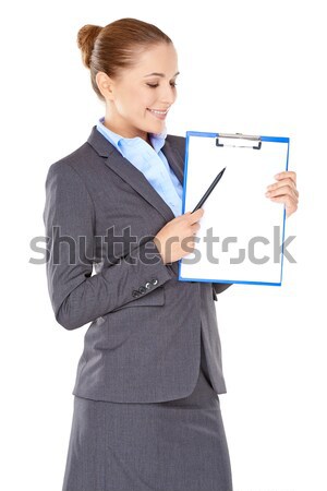 Excited businesswoman with a tablet -pc Stock photo © dash