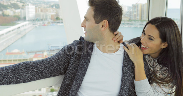 Couple sightseeing on a cable car or ferris wheel Stock photo © dash