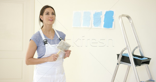 Attractive capable woman redecorating her home Stock photo © dash