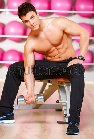 Pár tornaterem sportos testmozgás fitnessz lány Stock fotó © dash