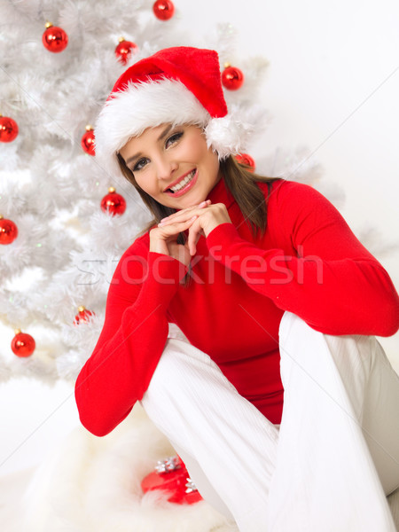 Noël beauté belle femme arbre de noël rouge [[stock_photo]] © dash