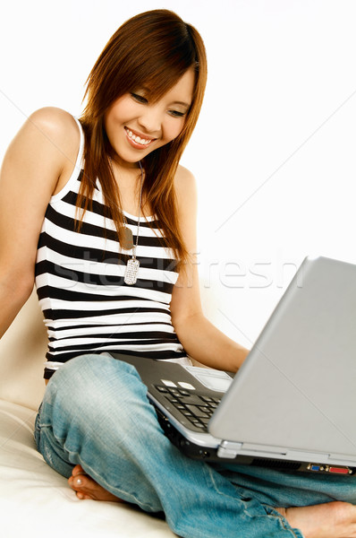 Asian Mädchen Laptop jungen schönen Frauen Stock foto © dash