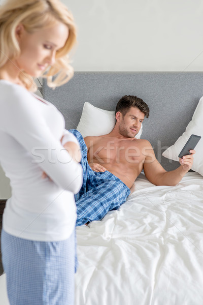 Young Caucasian Couple at Bedroom Stock photo © dash