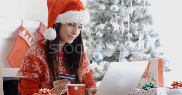 Young woman ordering Christmas gifts online Stock photo © dash