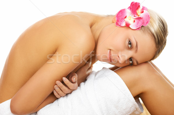 Foto stock: Diariamente · estância · termal · retrato · bela · mulher · tratamento · de · spa · mulher