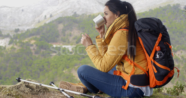 Active young female backpacker Stock photo © dash