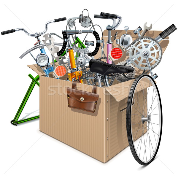 Vector Carton Box with Bicycle Spares Stock photo © dashadima